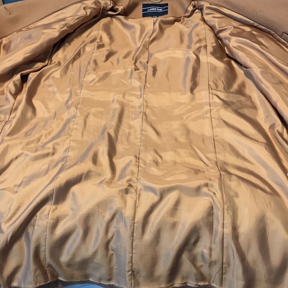 Lands end wool tan camel midi dress coat overcoat plus size 20w church neutral - Picture 8 of 11